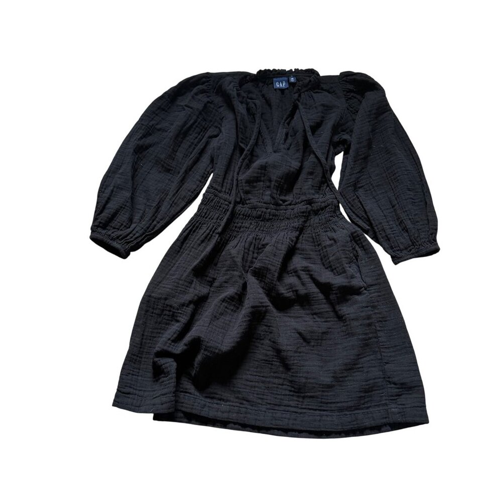 Gap 3/4 Sleeve Textured Mini Dress Women's Size XS Casual Boho Chiclook Black